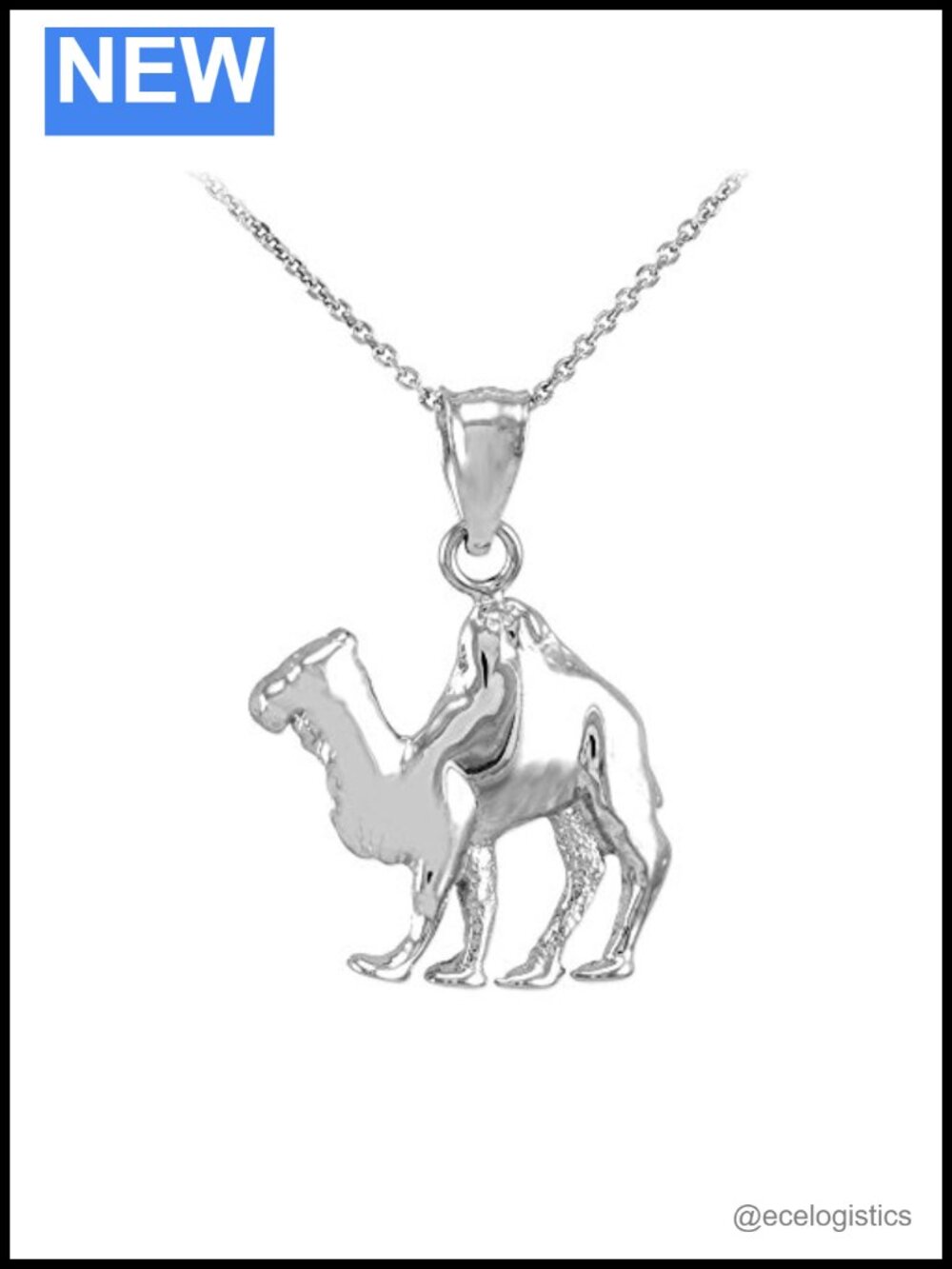 925 Sterling Silver Camel Pendant Necklace 22"